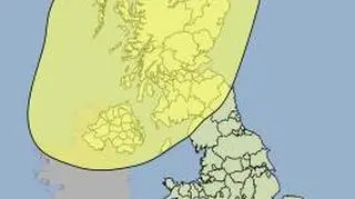 Rejony, które w sobotę 14.12 będzie nękał silny wiatr (Met Office)
