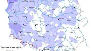Rozkład dobowej sumy opadów 19.05 (źrodło; IMGW)