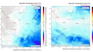Rozkład minimalnej dobowej temperatury powietrza w okresie 13-17