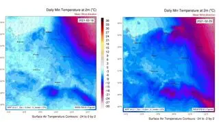 Rozkład minimalnej dobowej temperatury powietrza w okresie 18-20