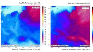 Rozkład minimalnej dobowej temperatury powietrza w okresie 2-3