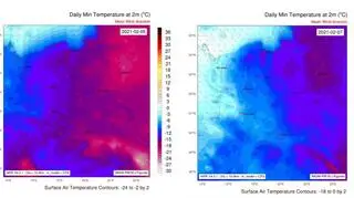  Rozkład minimalnej dobowej temperatury powietrza w okresie 5-7