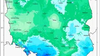 Rozkład średniej sumy opadów w Polsce w 2020 roku (IMGW-PIB)