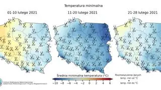 Rozkład temperatury minimalnej powietrza wg modelu IMGW-TWS (IMGW)
