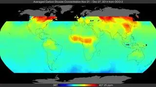 Rozmieszczenie CO2 na Ziemi w okresie listopad-grudzień 2014 r. 