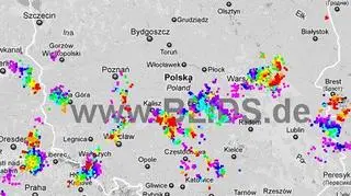 Ścieżka burz nad Polską (18.30-20.30) (blids.de)