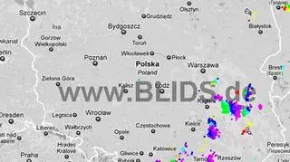 Ścieżka burz nad Polską (godz. 15-17) (blids.de)