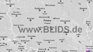 Ścieżka burz nad Polską (godz. 16-18) (blids.de)