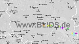 Ścieżka burz nad Polską (godz. 18.45-20.45) (blids.de)