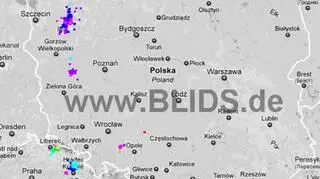 Ścieżka burz nad Polską (godz. 18.45-20.45) (blids.de)