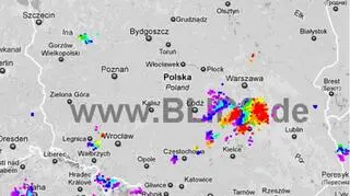Ścieżka burz nad Polską (godz. 18.45-20.45) (blids.de)