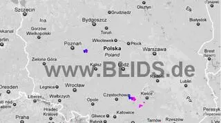 Ścieżka burz nad Polską (godz. 19.15-21.15) (blids.de)