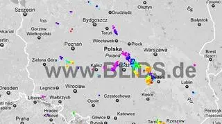 Ścieżka burz w godzinach 16-18 (blids.de)