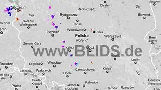 Ścieżka burz w godzinach 18-20 (blids.de)