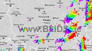 Ścieżka burz w godzinach 18.45-20.45 (blids.de)