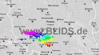 Ścieżka burz w godzinach 19-21 (blids.de)