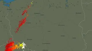 Ścieżka przechodzenia burz nad Polską (blitzortung