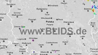 Ścieżka przechodzenia burz nad Polską w godzinach 16
