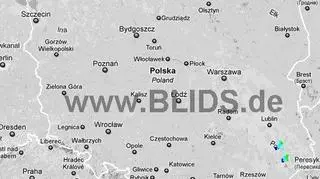 Ścieżka przechodzenia burz nad Polską w godzinach 17-19 (blids