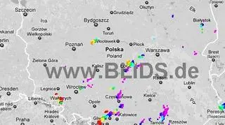 Ścieżka przechodzenia burz w godzinach 18.30-20.30 (blids.de)