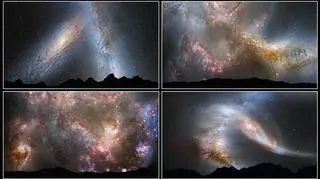 Seria grafik pokazująca zderzenie krok po kroku (NASA, ESA, STScI)
