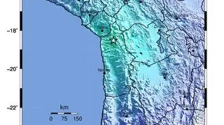 Siła trzęsienia ziemi w Chile (USGS)