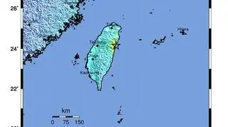 Siła trzęsienie ziemi na Tajwanie (USGS)