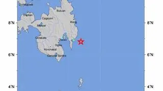 Siła wstrząsów na Filipinach (USGS)