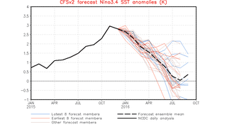 Silne odchylenie na plus temperatury wód powierzchniowych okołorównikowego Pacyfiku 