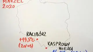 Skrajne temperatury w marcu 2020 roku