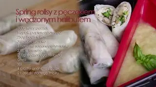 Spring-rollsy z pęczakiem i wędzonym halibutem
