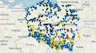 Stan rzek w Polsce o godzinie 21.00 (monitor.pogodynka.pl/IMGW)