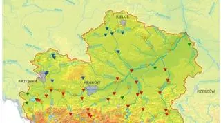 Stan wód w Górnej Wiśle z godz.2.00 (źródło IMGW)