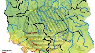 Stan wody w rzekach 22 czerwca o godzinie 6 (IMGW)