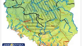 Stan wody w rzekach 24 czerwca o godzinie 8 (pogodynka.pl/polska/hydro)