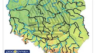Stan wody w rzekach 8 kwietnia o godzinie 8 (pogodynka.pl/polska/hydro)