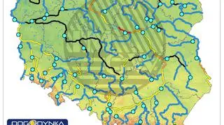 Stan wody w rzekach w Polsce o godzinie 8 (pogodynka.pl/polska/hydro)