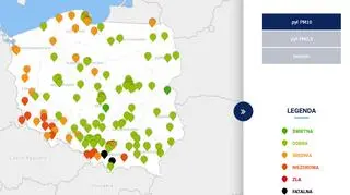 Stężenie pyłów PM10 w środę około 13 (tvnmeteo