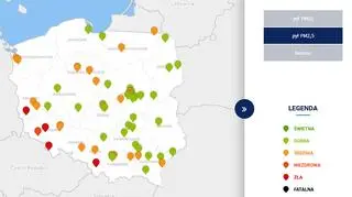 Stężenie pyłów PM2,5 w środę około 13 (tvnmeteo
