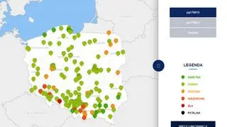 Stężenie pyłu PM10 o godz