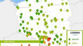 Stężenie pyłu PM10 o godz. 9.30