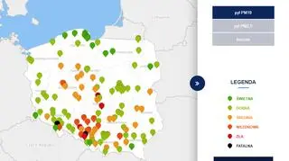Stężenie pyłu PM10 o godzinie 10 (tvnmeteo.pl za GIOŚ)