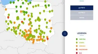 Stężenie pyłu PM10 o godzinie 10 (tvnmeteo