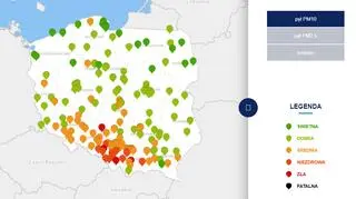 Stężenie pyłu PM10 o godzinie 11 (tvnmeteo