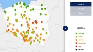 Stężenie pyłu PM10 o godzinie 18