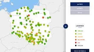 Stężenie pyłu PM10 o godzinie 18 (tvnmeteo