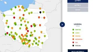 Stężenie pyłu PM10 o godzinie 19.00