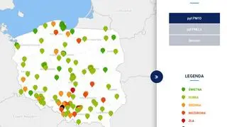 Stężenie pyłu PM10 o godzinie 20.35