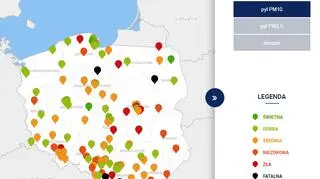 Stężenie pyłu PM10 o godzinie 20.50