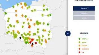 Stężenie pyłu PM10 o godzinie 20 (tvnmeteo